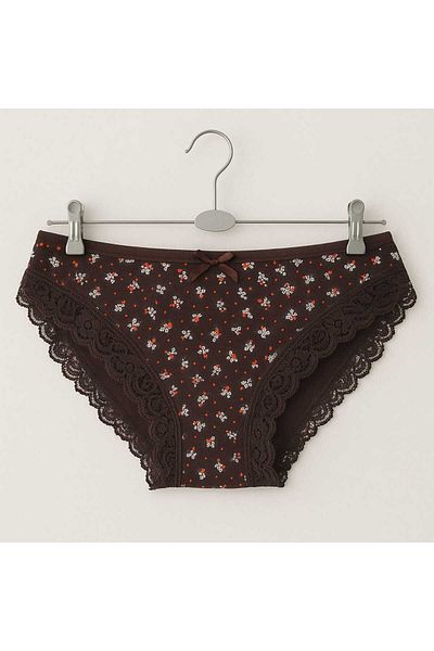 gigigiyim Floral Patterned Lace Women's Panties Brown