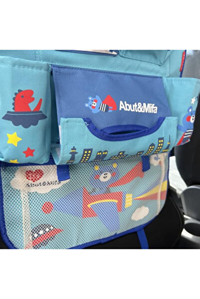 Empria Protectie scaun auto, organizator auto copii, 8 buzunare, Empria, 54x43 cm, Albastru