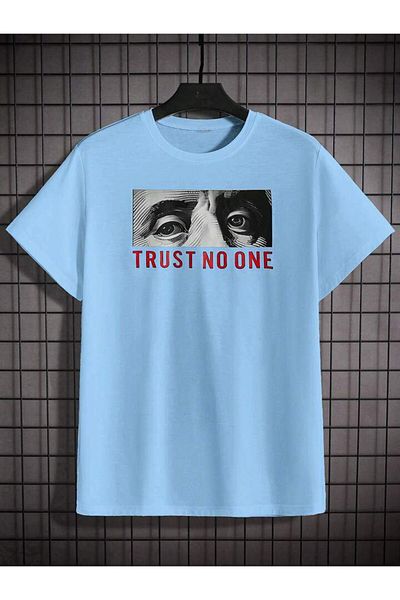 trendgar Μπλουζάκι με στάμπα Trust μπλε unisex oversize