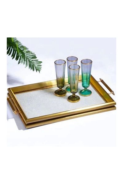 Kosova Naka.596 Gold Color Tray 50X31Cm