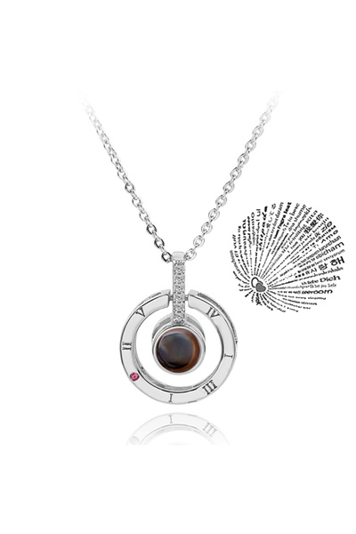 Choice قلادة فضية مقاس 45 سم - 06 إسقاطية بـ 100 لغة أحبك قلادات للحبيبة والص...