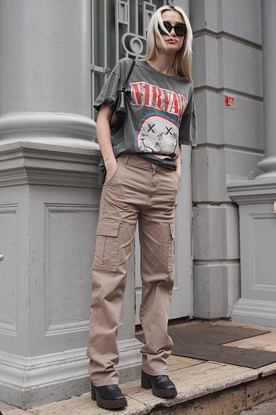 Madmext Stone Color Pocket Detailed Cargo Trousers Mg1602
