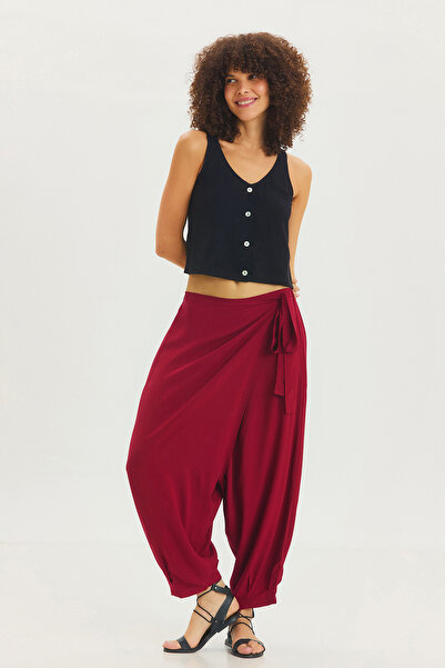 Clandestino Front Folded Shalwar Trousers Claret Red