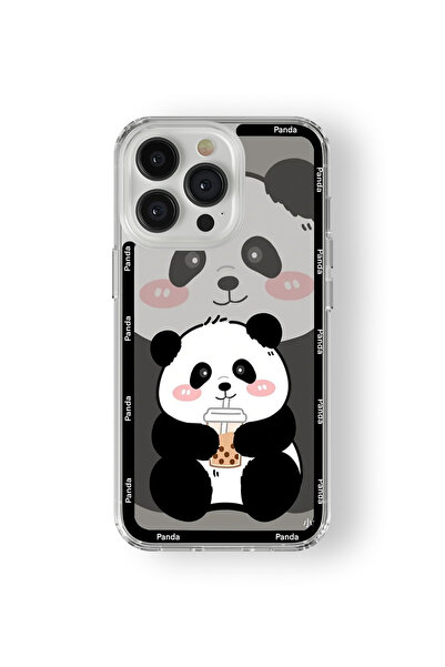 Space Star iPhone 16 Pro Uyumlu Panda Tasarım Baskılı Şeffaf Kılıf