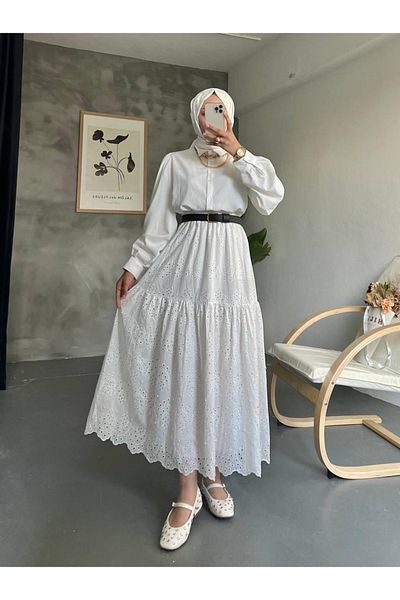 DEMET Star Long Brode - Scalloped Fabric Pearl Skirt