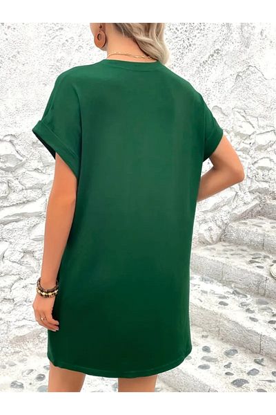 gelirr Women's Short Sleeve Crew Neck Pocket Butterfly Printed Viscose Dress