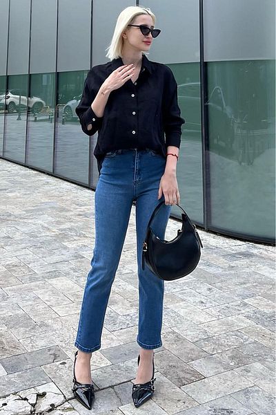 Madmext Jean mom pentru femei, albastru deschis, slim fit, Mg1738