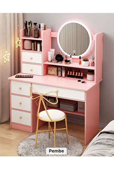 Lapiri 1.sınıf Premium Kalite %100 Mdf Led Işıklı Aynalı Modern Makyaj Masası (MM-1002P)