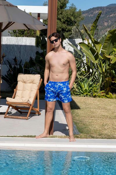 Mayom Men's Quick Dry Pocket Patterned Swim Shorts-25118