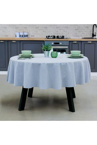 Homelux Tablecloth Rotunda D 180 Cm Washed Cotton Look Cotton Gray