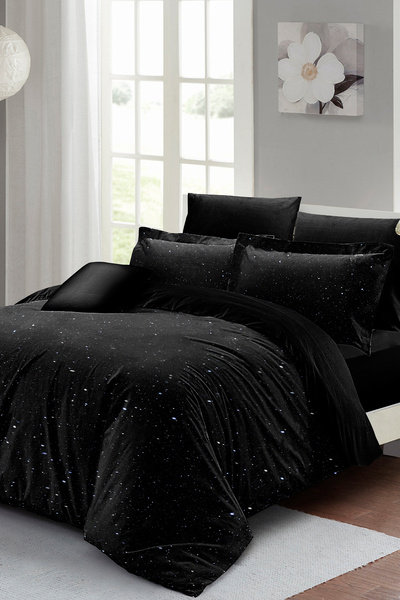 MonoHome Starly Night 3D Custom Design - King Size Double Duvet Cover Set, Cotton Satin 220X240Cm