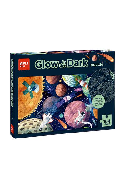 Apli Kids Joc Puzzle Glow In the Dark, Sistemul Solar si Planetele sale, 104 piese, Apli, +5 ani.