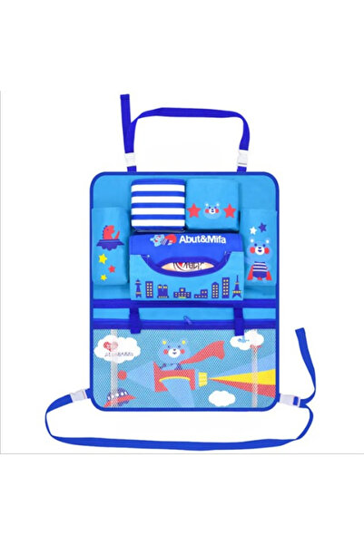 Empria Protectie scaun auto, organizator auto copii, 8 buzunare, Empria, 54x43 cm, Albastru