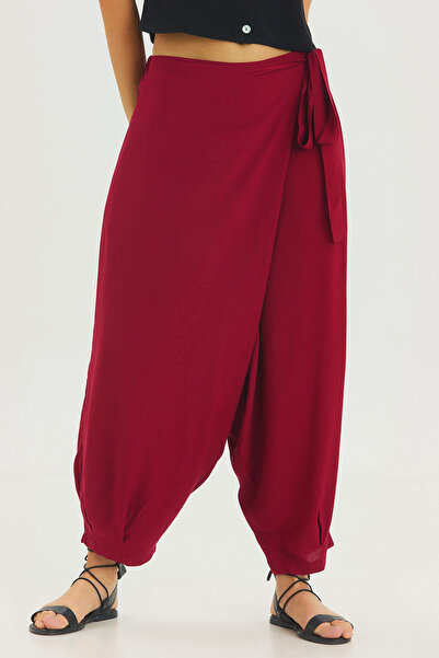 Clandestino Front Folded Shalwar Trousers Claret Red