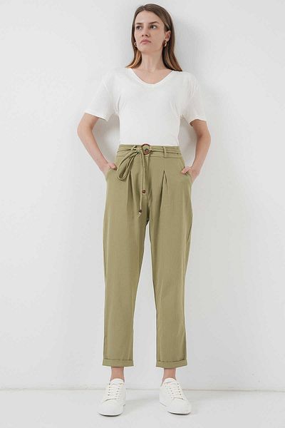GABRİA Gabria Belted Double Leg Linen Trousers
