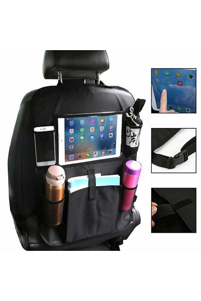 Empria Organizator pentru scaun auto pentru copii, protector pentru scaun auto, 6 buzunare, 60x42 cm, negru
