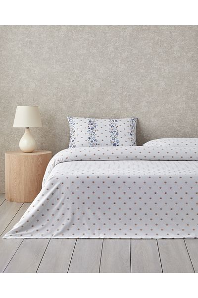 English Home Floret Line Cotton Double Duvet Cover Set 200X220 cm Blue