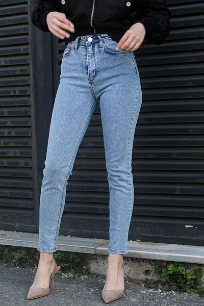 Madmext Jean skinny cu talie înaltă, albastru gheață, Mg1608