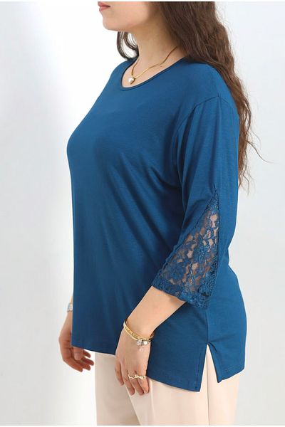 Tunicom Blouse for Mother's Day Maxi Size with Lace on the Sleeves