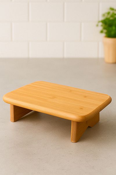 DolphFin Wooden Leg Presentation Stand Elegant and Useful Natural Rectangular Presentation Stand
