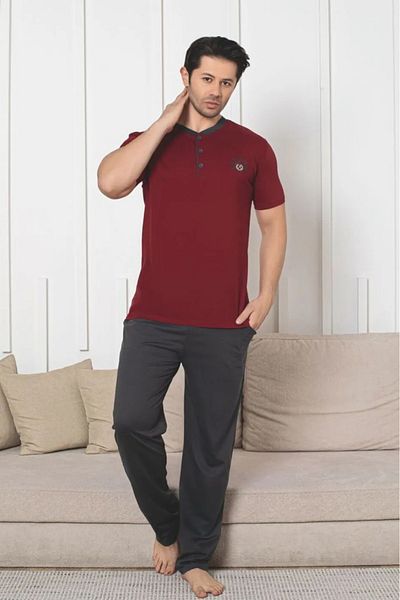 Farya Home Ανδρικό σετ πιτζάμες Dreamy Cotton Pocket με κοντό μανίκι με κουμπιά