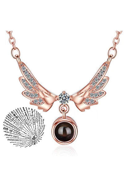 Choice قلادة عرض من الذهب الوردي بطول 45 سم - 03، قلادات بـ 100 لغة "أحبك" لل...