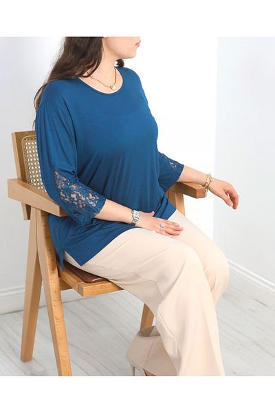 Tunicom Blouse for Mother's Day Maxi Size with Lace on the Sleeves