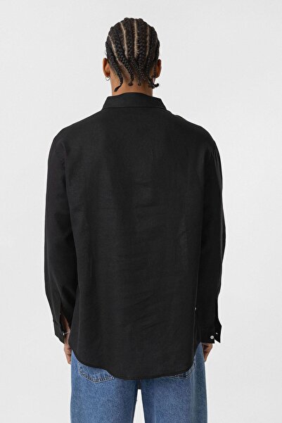 VAMOSCLO Детальна інформація про сумочку Oversize довга сорочка з довгими рукавами чорного кольору