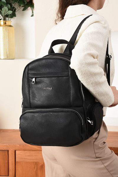 Lifonbag Women's Washed Leather 4 Compartment Backpack (38X26 cm)