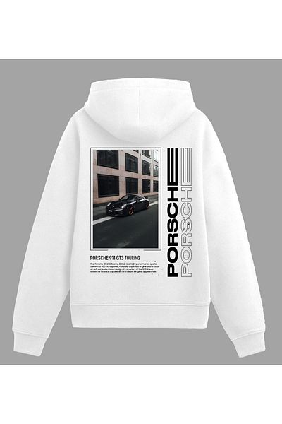 Edizen Porsche 911 Gt3 Touring Premium Hoodie Unisex Oversize 100% Cotton White Hooded Sweatshirt