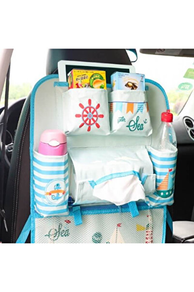 Empria Protectie scaun auto, organizator auto copii, 8 buzunare, Empria, 54x43 cm, Bleu