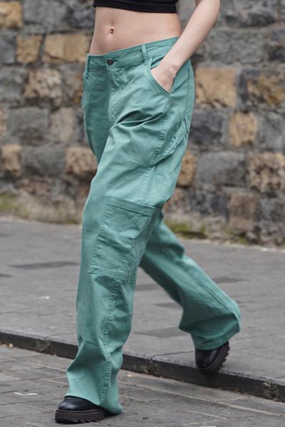 Madmext Mint Green Straight Fit Cargo Trousers Mg1601
