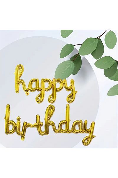 Flippy 10 Baloane Aniversare Happy Birhday, Flippy, Model scris Happy Birthday, 40 cm, Auriu