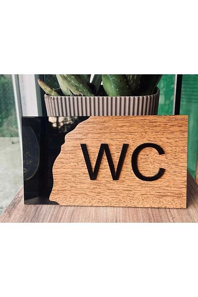 HARPİES Direction Sign |   Wc Writing | Adhesive Back | 20*11 cm | Direction1002