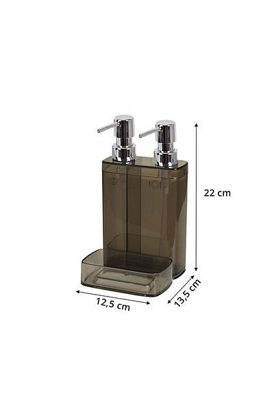 Prima Nova Viva 2-Piece Transparent Black Kitchen Soap Dispenser with Sponge Holder - Liquid