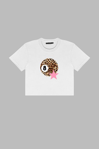 Sekizbiraltı Λευκό μπλουζάκι με στάμπα Leopard Billiard Ball