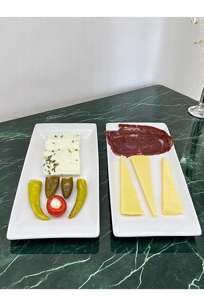 ALCE 2 Pcs Ceramic Presentation Appetizer Salad Breakfast Cheese Plate Istanbul