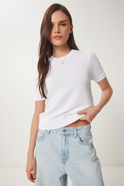 Lovelyİstanbul Basic Εποχιακή Πλεκτή Μπλούζα ΛΕΥΚΗ LUS0119