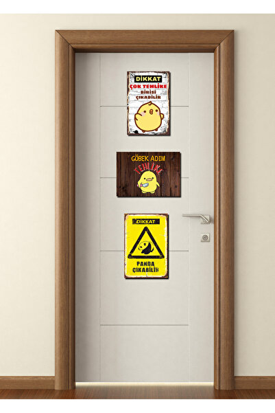 bin ler ce tablo Genç Odası Kapı Posteri 3'lü Ahşap Poster Set (20x30cm)