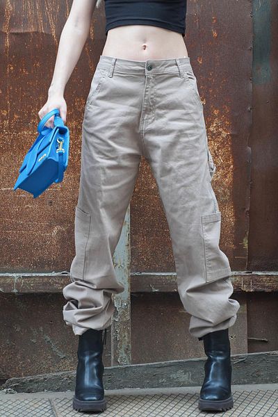 Madmext Steinfarbene gerade geschnittene Cargohose Mg1601