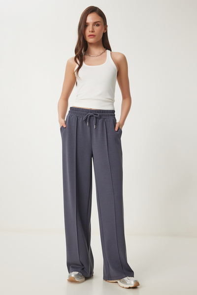 Lovelyİstanbul Geniş Paça Modal Eşofman Altı FÜME LUB0099