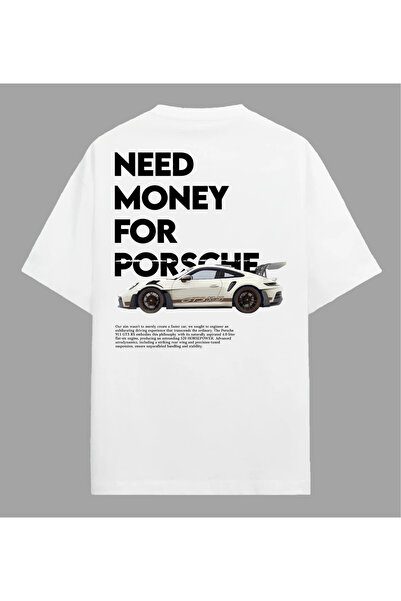 Edizen Нуждая се от пари за Porsche Premium тениска Унисекс Оувърсайз %100 Па...