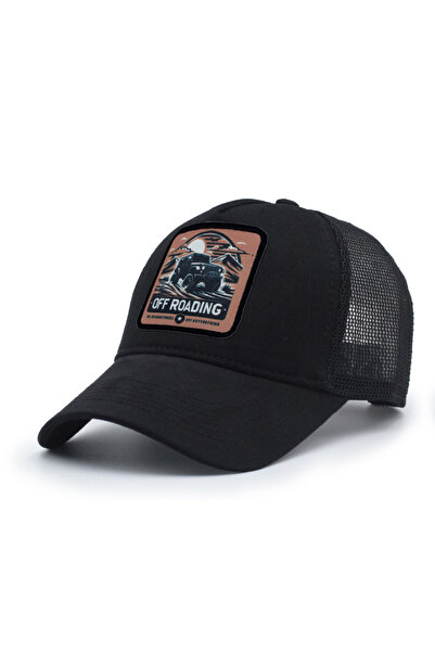 Trucker Off Roading Model Değiştirilebilir Armalı Fileli Şapka Siyah