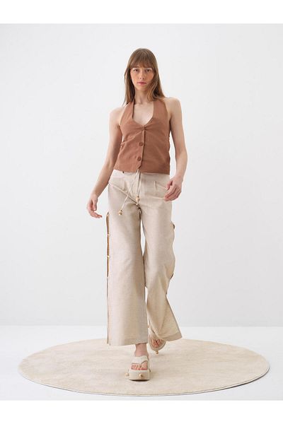 Xint Women's Mink Regular Fit Linen Vest