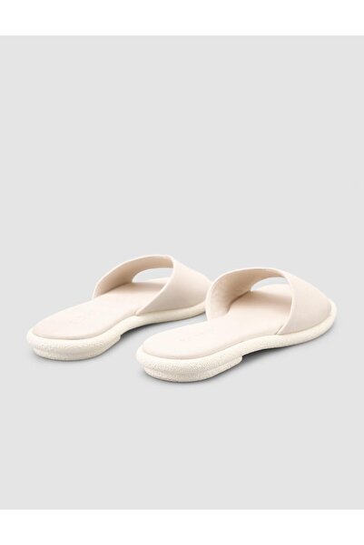 Cabani Γυναικείες παντόφλες από 100% γνήσιο δέρμα σε λευκό χρώμα