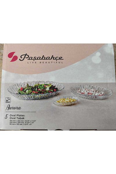 Paşabahçe Aurora Service Plate and Breakfast Appetizer Plate Set 5 Pieces