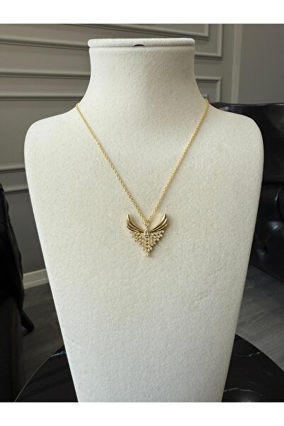 Store Zirkon Taşlı Altın Kaplama Yaprak Tasarım Kolye Anneler Günü