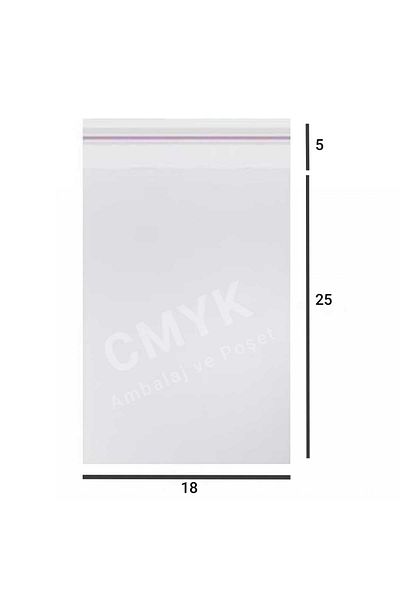 CMYK AMBALAJ Unprinted Transparent Adhesive Bag 18X25+5Cm - 100 Pieces - Self Adhesive Gelatin Shiny Bag