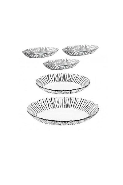 Paşabahçe Aurora Service Plate and Breakfast Appetizer Plate Set 5 Pieces