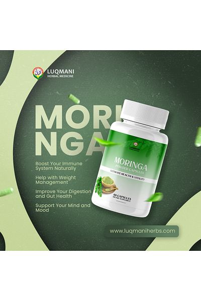 Luqmani herbs كبسولات مسحوق المورينجا لإنقاص الوزن 60 كبسولة 1000 ملغ، تنظم سكر الدم